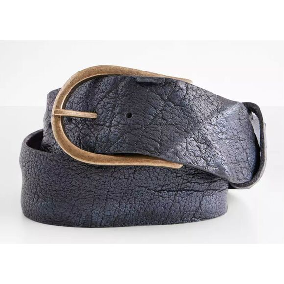 Free People WTF Roseberry Belt – Black Buff Distressed Leather NEW NWT Size M/L - Picture 1 of 7